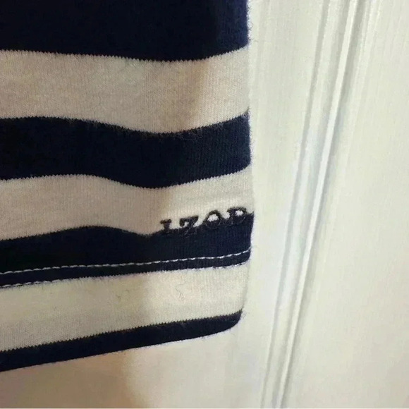 Izod Polo Shirt Sleeveless Collared Striped Blue & White  Size Medium - Picture 5 of 16